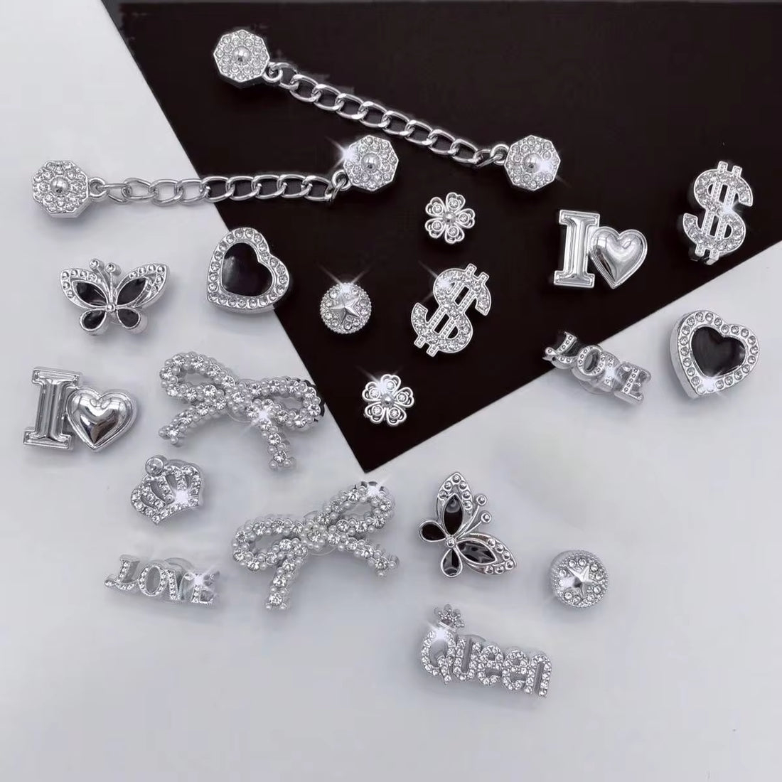 20pcs Detachable DIY Rhinestone Bow, Snowflake, Flower Shoe Accessories Decoration Chain, Perfect Holiday Gift, NewAutumnFashion Decorations Gift Ideas